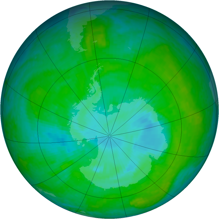 Antarctic ozone map for 22 December 2003